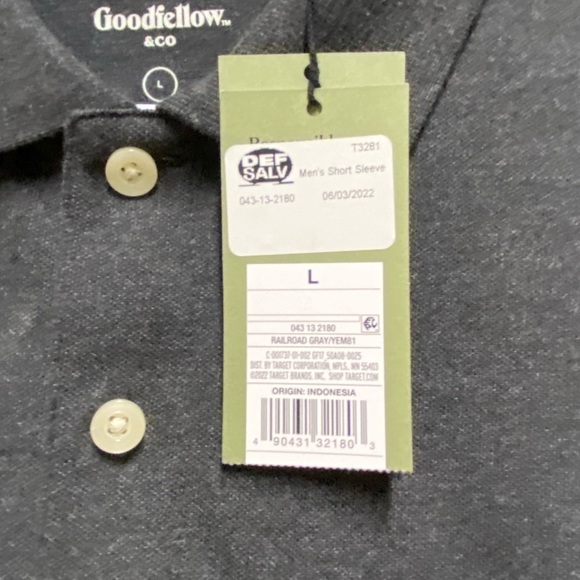Goodfellow Mens Polo Shirt Size Large Railroad Gray Collared Short Sleeve New - Picture 10 of 15